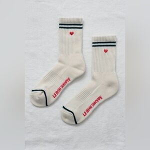 Le Bon Shoppe Boyfriend Socks with Red Embroidered Heart